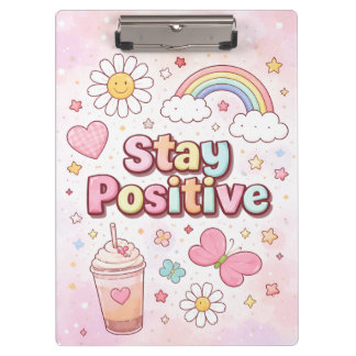 Schattig Blijf Positief Klembord – Pastel Esthetie