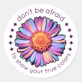 Schattig Bloem Paars Roze Blauw Madeliefje Vrouwen Ronde Sticker