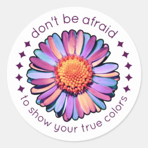 Schattig Bloem Paars Roze Blauw Madeliefje Vrouwen Ronde Sticker