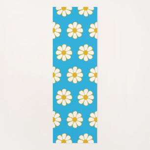Schattig Bloemen Daisy Patroon Blauw en Mosterd Yogamat