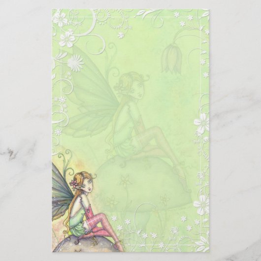 Schattig Bloemenelfje Fantasievol Schrijfpapier Briefpapier (Voorkant)