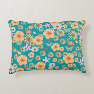 Schattig bloemkonijnen blauw accent kussen