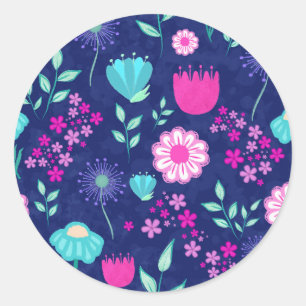Schattig bloemmotief achtergrond ronde sticker