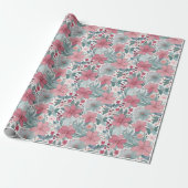 Schattig Bloemmotief Pastel Cadeaupapier (Uitgerold)