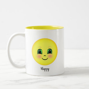 Schattig blozend gelukkig gezicht Twee-Tons koffie Tweekleurige Koffiemok