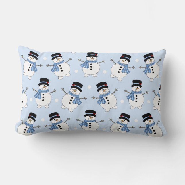 Schattig Blue Snowman Pillow Kussen (Voorkant)