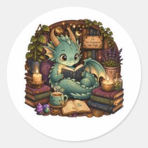 Schattig Boek Liefhebber Draak Sticker