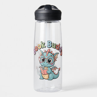 Schattig boek maatje lezende draak waterfles