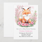 Schattig Boho Pink Fox Forest Meisje Baby shower Kaart (Voorkant / Achterkant)