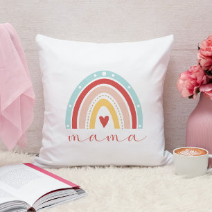 Schattig Boho Regenboog Hart Mama Moeder Moederdag Kussen