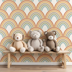Schattig Boho Regenboog Scallop Patroon Kinderen B Behang