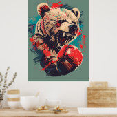 Schattig Boksen Beer 1 T-shirt ontwerp - Vector Ar Poster (Keuken)
