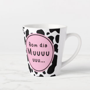 Schattig “Bom Dia Muuuuu” Kawaii Koeienontwerp Latte Mok