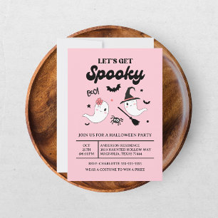 Schattig Boo Spooky Geest Halloween Roze Meisje Kaart