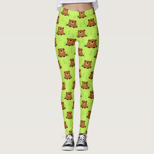 Schattig bos - grondhog - patroon leggings (Voorkant)