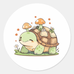 Schattig Bos Schildpad Cottagecore Kawaii Ontwerp Ronde Sticker