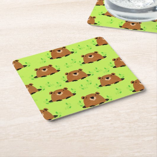 Schattig bos vierkante kartonnen onderzetter (Schuin)