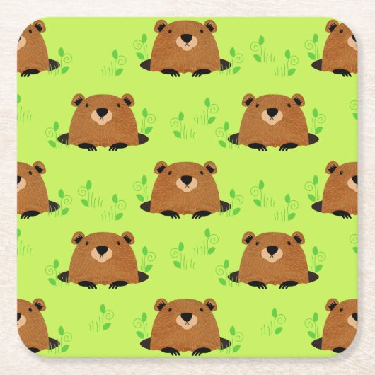 Schattig bos vierkante kartonnen onderzetter (Voorkant)