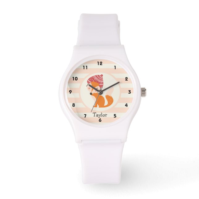 Schattig bos winter vos horloge (Voorkant)
