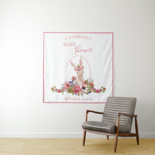 Schattig bosdier konijn bloem naam wandkleed