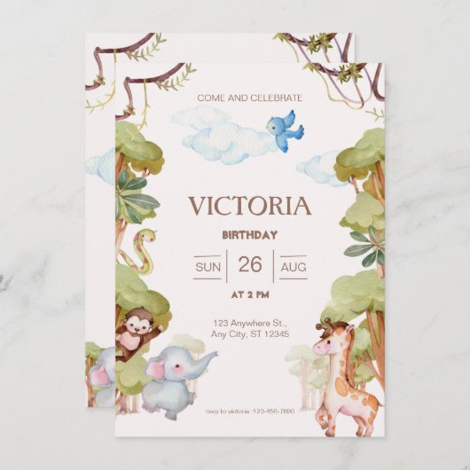 Schattig bosdier Verjaardag Kaart (Voorkant / Achterkant)