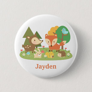 Schattig bosdier voor kinderen ronde button 5,7 cm