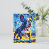 Schattig Boston Terrier Skateboarden Briefkaart (Staand voorkant)