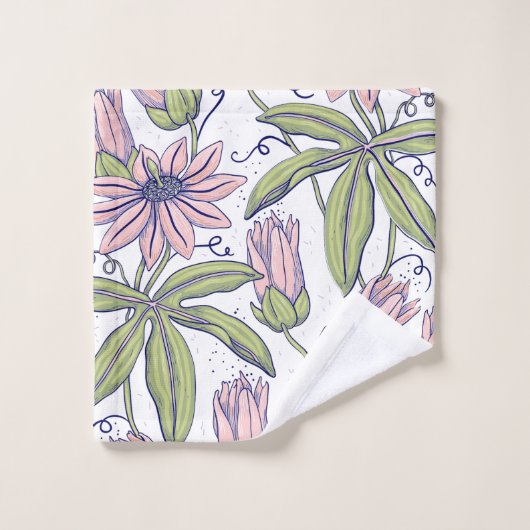 Schattig botanisch patroon Roze en groen Bad Handdoek (Wasdoekje)