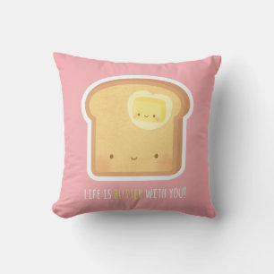 Schattig Boter en Toast Koppel Grappige Liefdesgra Kussen