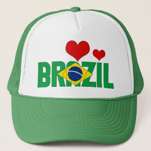 Schattig Brazilië Vlaggenharten Patriottisch Trucker Pet