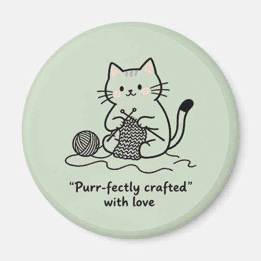 Schattig Breiend Kitty Lichtgroen Grafisch Ontwerp Magneet (Voorkant)