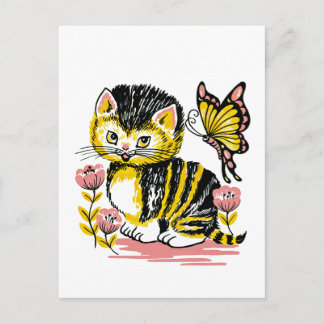 Schattig Briefkaart van Kitten en Butterfly