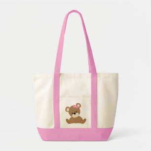 Schattig bruin babymeisje Beer Tote Bag