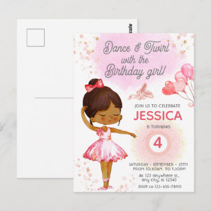 Schattig bruin ballerina meisje verjaardag ballet briefkaart