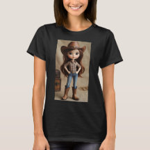Schattig Bruin Cowgirl Westerse Mode Dames T-Shirt