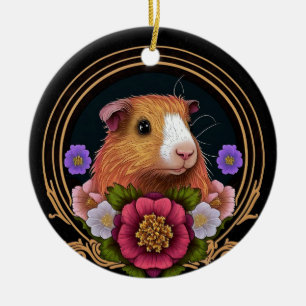 Schattig bruin en wit cavia keramisch ornament