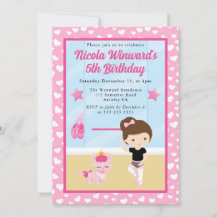 Schattig Bruin Meisje Ballerina Kinderverjaardag Kaart