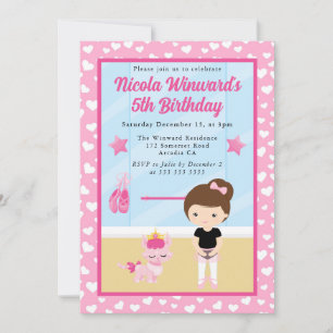 Schattig Bruin Meisje Ballerina Kinderverjaardag Kaart