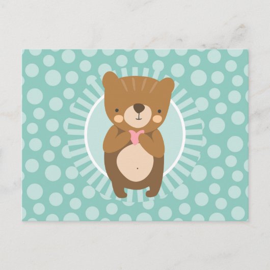 Schattig bruine teddybeer hart briefkaart (Voorkant)