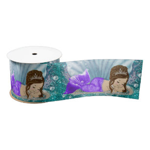 Schattig Brunette Mermaid Baby shower Party Ribbon Lint