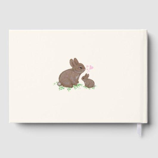 Schattig Bunnies Blauw Baby shower Gastenboek (Achterkant)