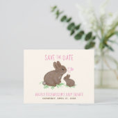 Schattig Bunnies Girl Baby shower sparen de datum Aankondigingskaart (Staand voorkant)