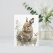 Schattig bunny briefkaart in waterverf (Staand voorkant)