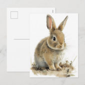 Schattig bunny briefkaart in waterverf (Voorkant / Achterkant)