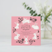 Schattig Bunny Party & Egg Hunt Paasbrunch Kaart (Staand voorkant)