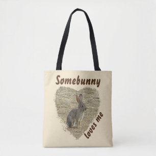 Schattig Bunny Photo Animal Pun Large Heart Draagtas