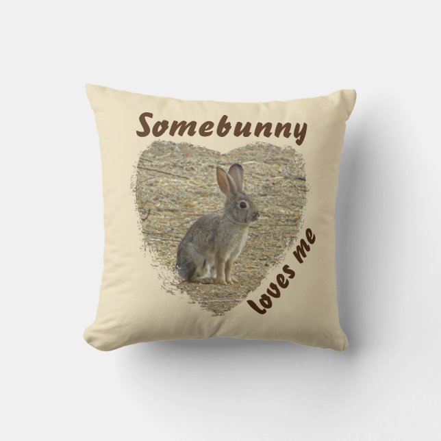 Schattig Bunny Photo Animal Pun Large Heart Kussen (Voorkant)