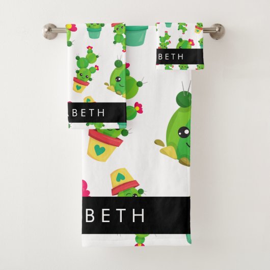 Schattig Cactus, Cactus Pattern, Succulent, Jouw n Bad Handdoek (Insitu)