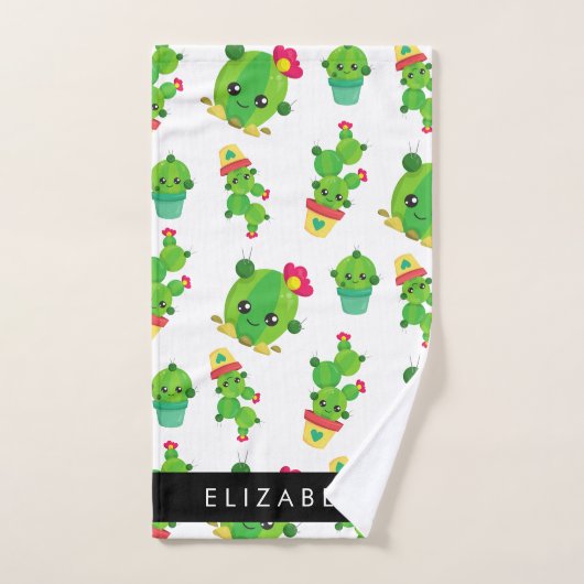 Schattig Cactus, Cactus Pattern, Succulent, Jouw n Bad Handdoek (Handdoek)