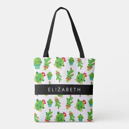 Schattig Cactus, Cactus Pattern, Succulent, Jouw n Draagtas (Achterkant)